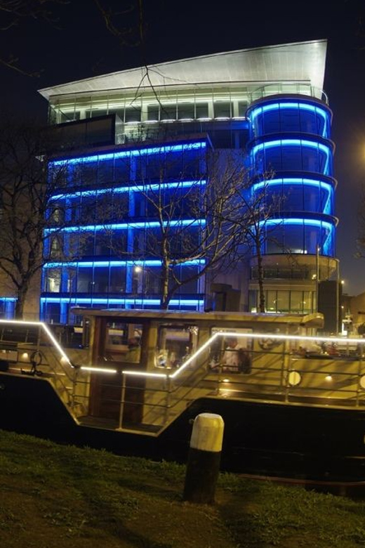 Dublin: Grand Canal Cruise with Dinner - Your dining setup on the electric canal barge