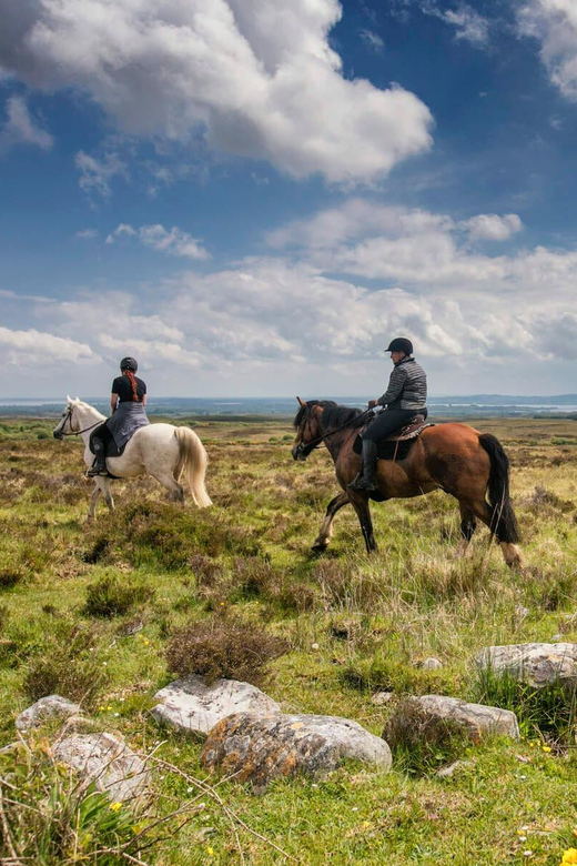 Horse riding the dirt trail. Clare. Guided. 1 hour - The 1-Hour Route: Woodlands, Famine Ruins, Burren Country